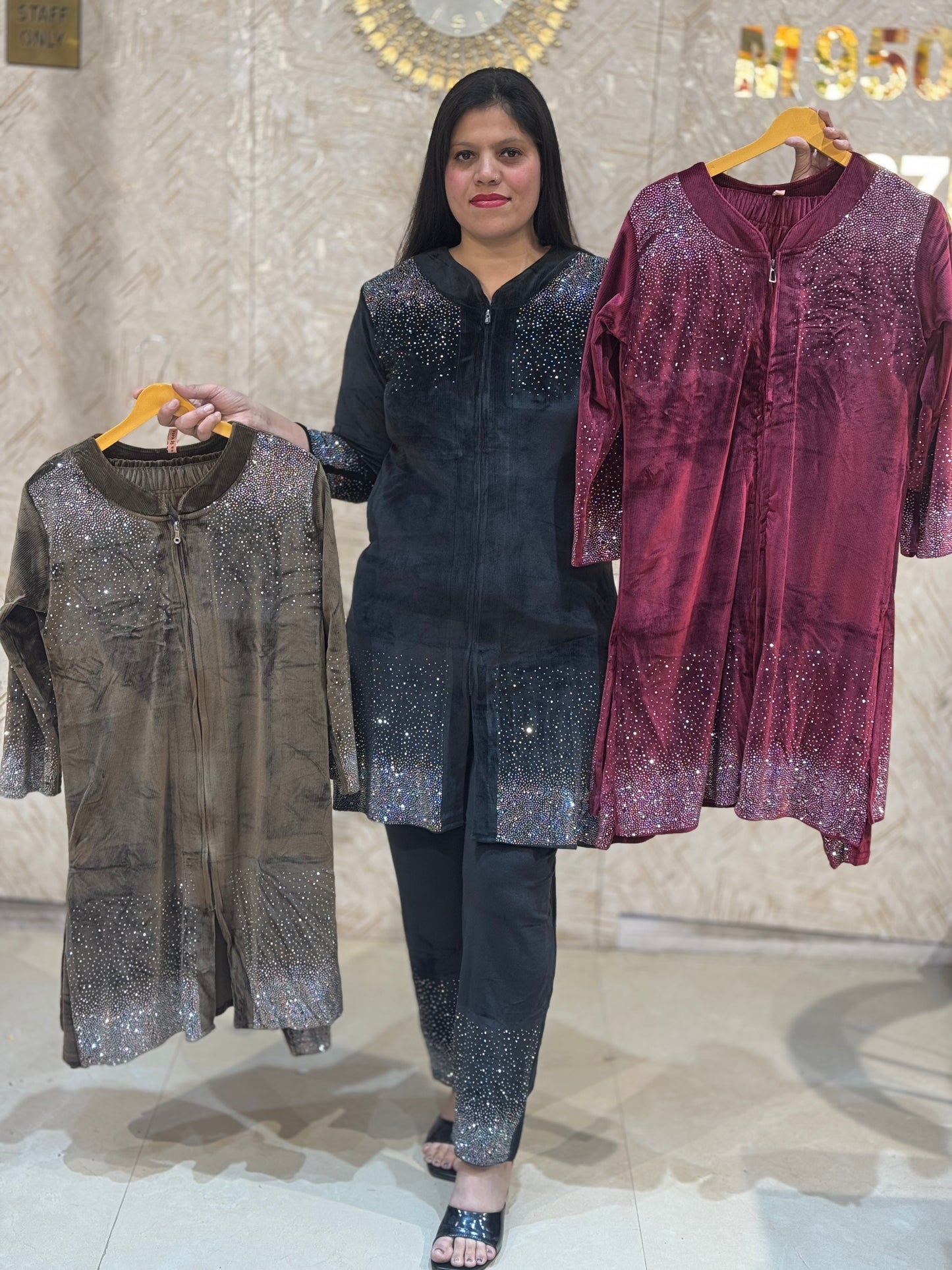 Zipper Premium Cotrize Velvet Co-ord Set: Luxe & Stylish