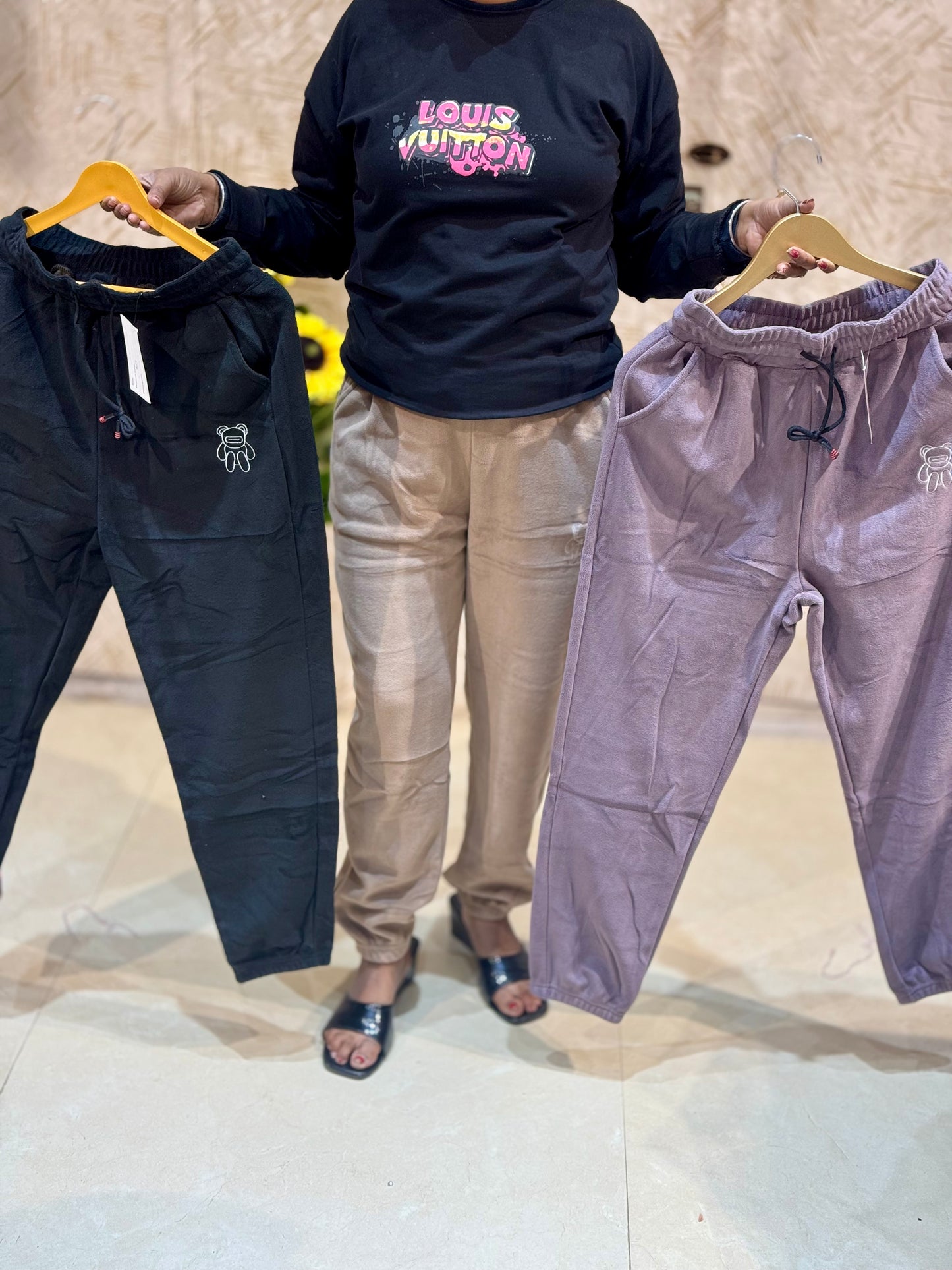 Fleece-Lined Sherpa Winter Pants with Side Pockets