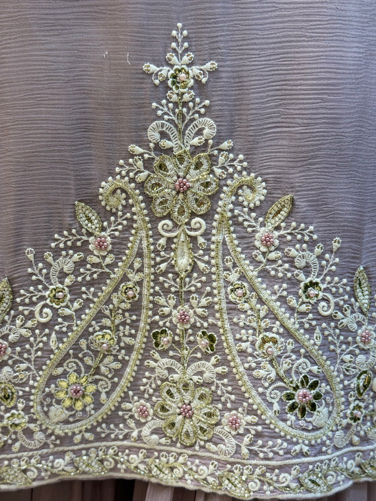 WHITE THREAD WORK CHINON SHARARA PARTY WEAR SUIT