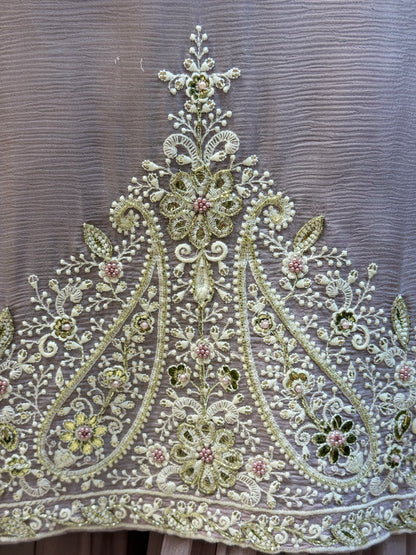 WHITE THREAD WORK CHINON SHARARA PARTY WEAR SUIT