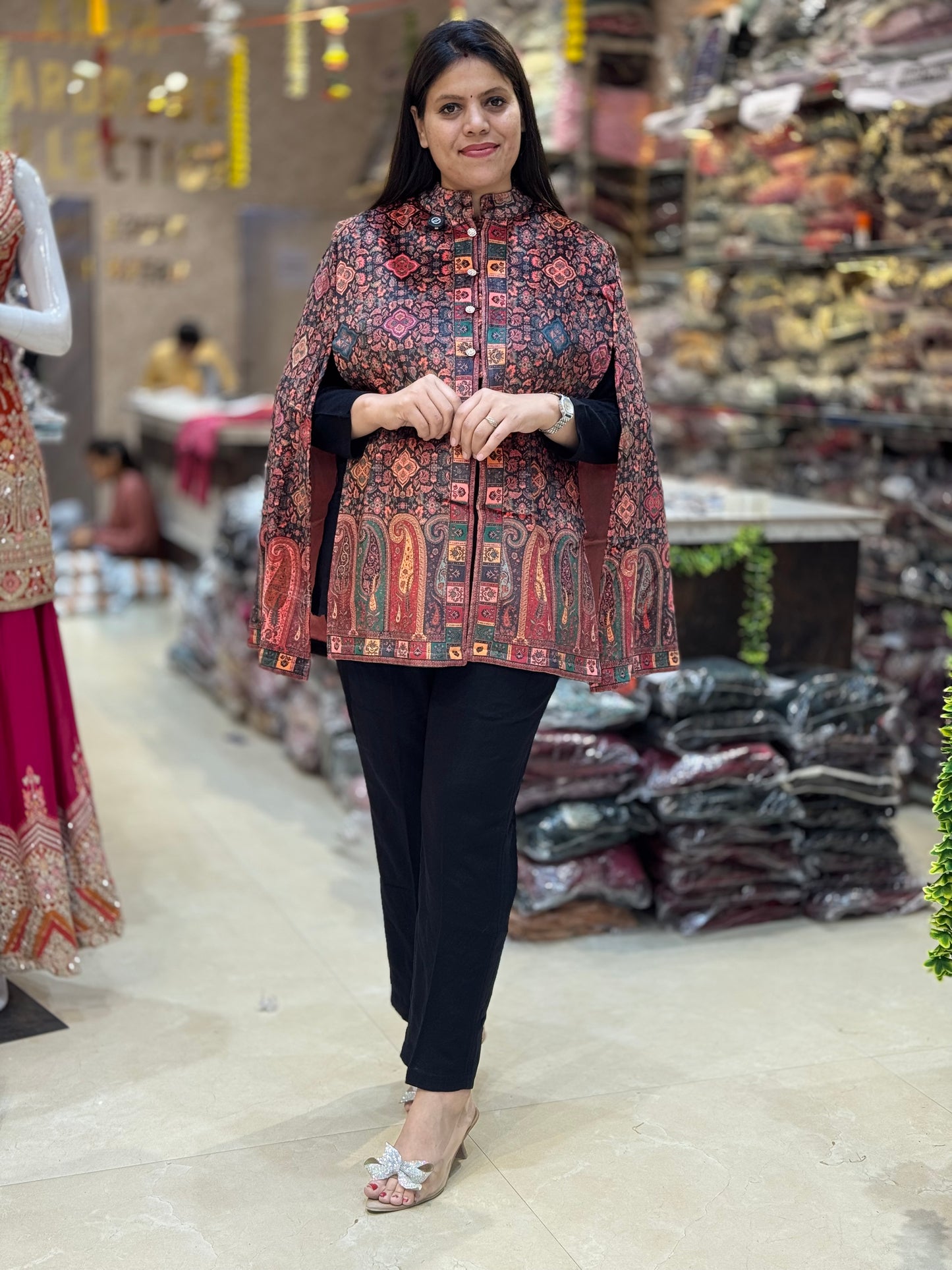 DAFFODIL WOOL THREE PIECE KANI CAPE DESIGN CORDSET