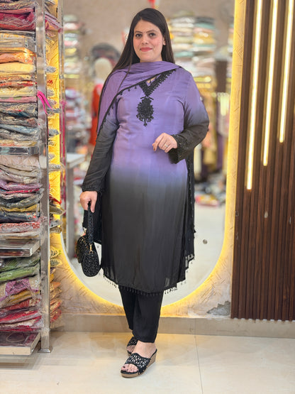 PURE GAJJI SILK DUEL SHADE DESIGNER SUIT
