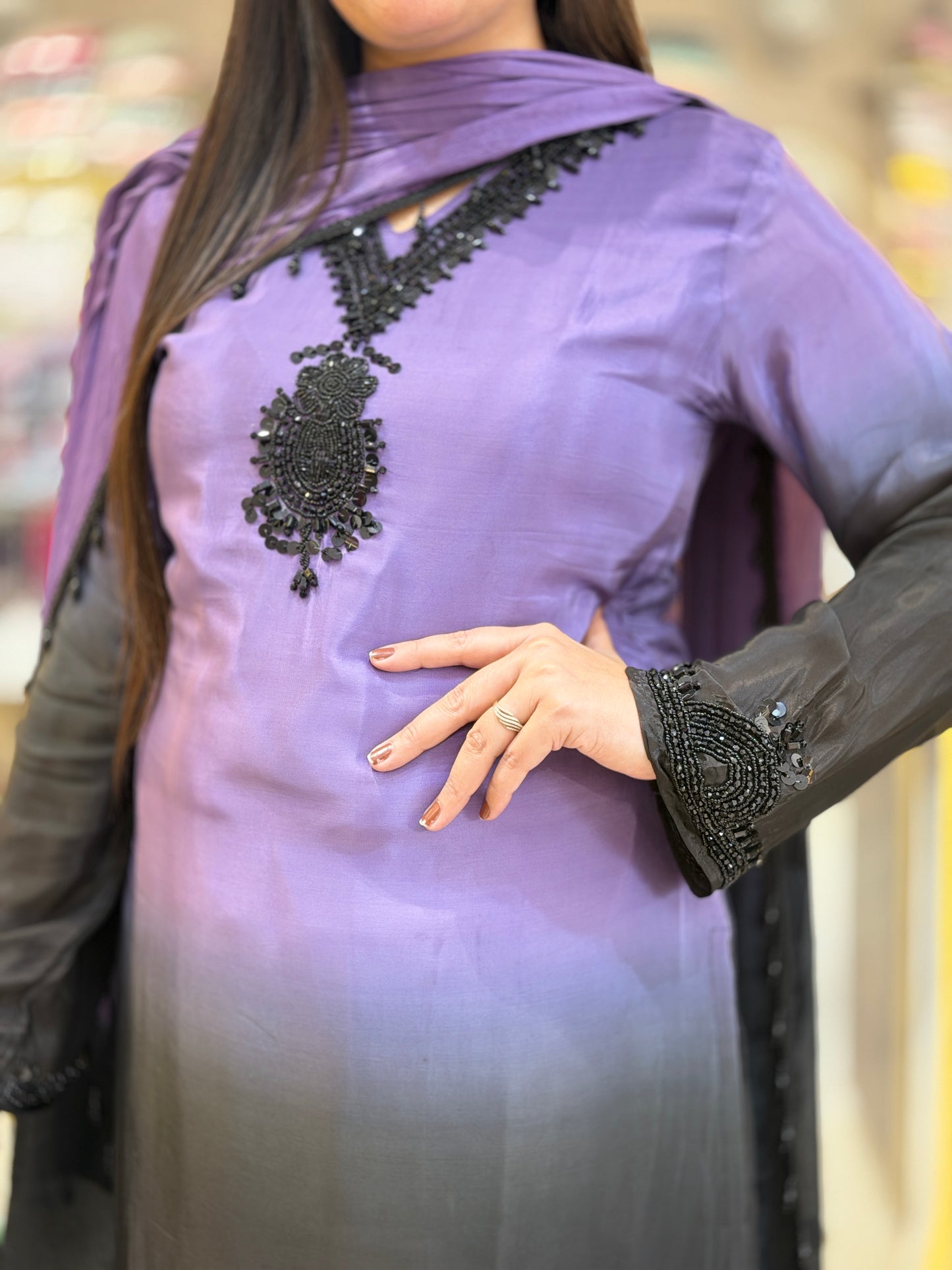PURE GAJJI SILK DUEL SHADE DESIGNER SUIT