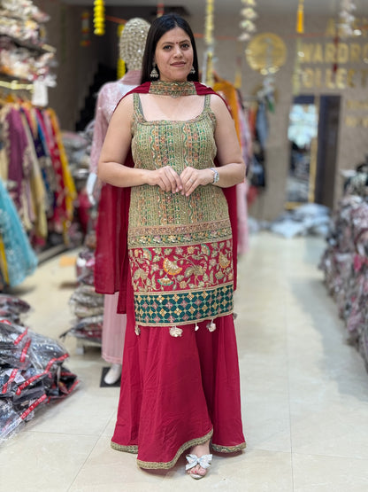 WEDIING WEAR FULL PEARL AND TILLA WORK HEAVY JAFFA SUIT