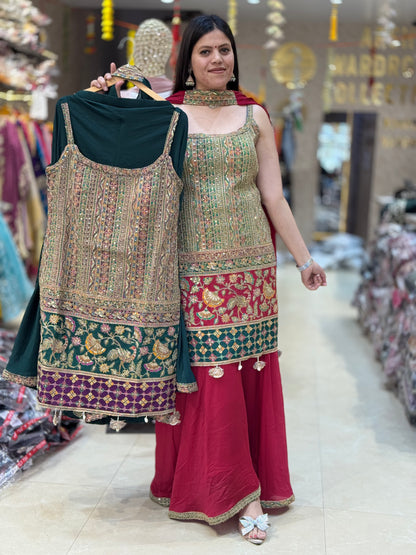 WEDIING WEAR FULL PEARL AND TILLA WORK HEAVY JAFFA SUIT