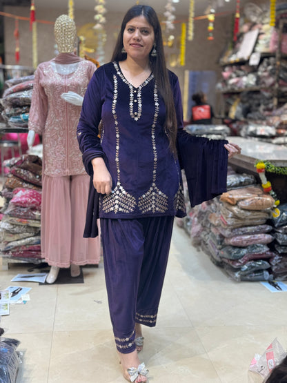 PREMIUM VELVET FUL EMBROIDED FARSHI SALWAR SUIT