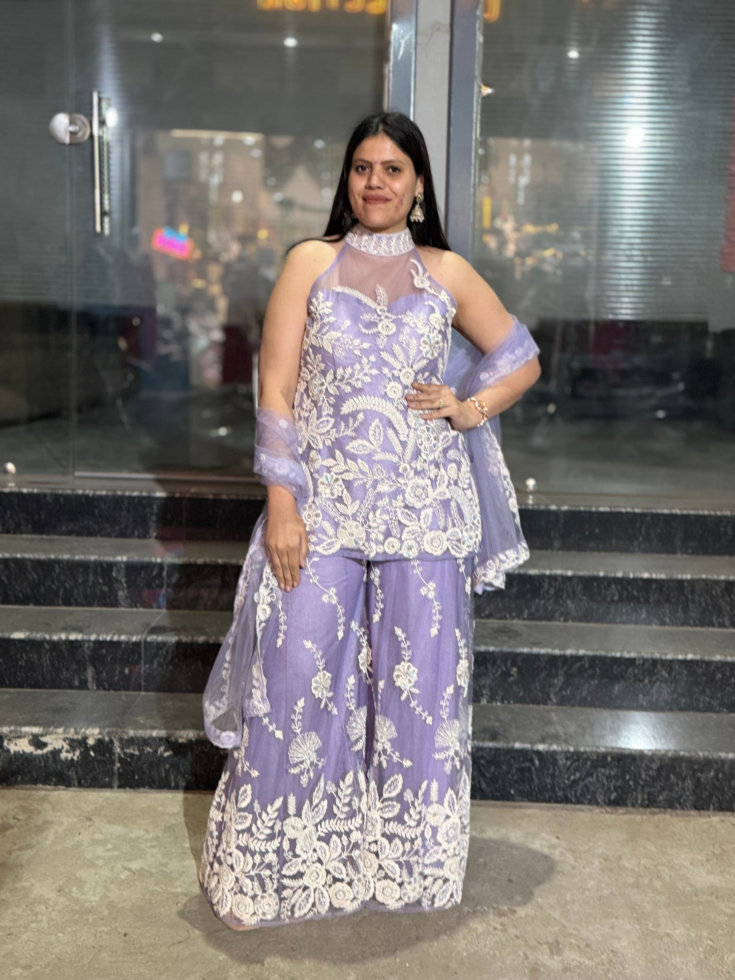 Embroidered Net Fabric with SIPI Thread