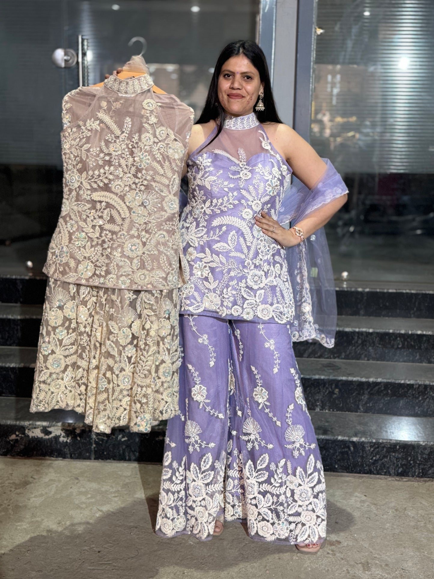 Embroidered Net Fabric with SIPI Thread