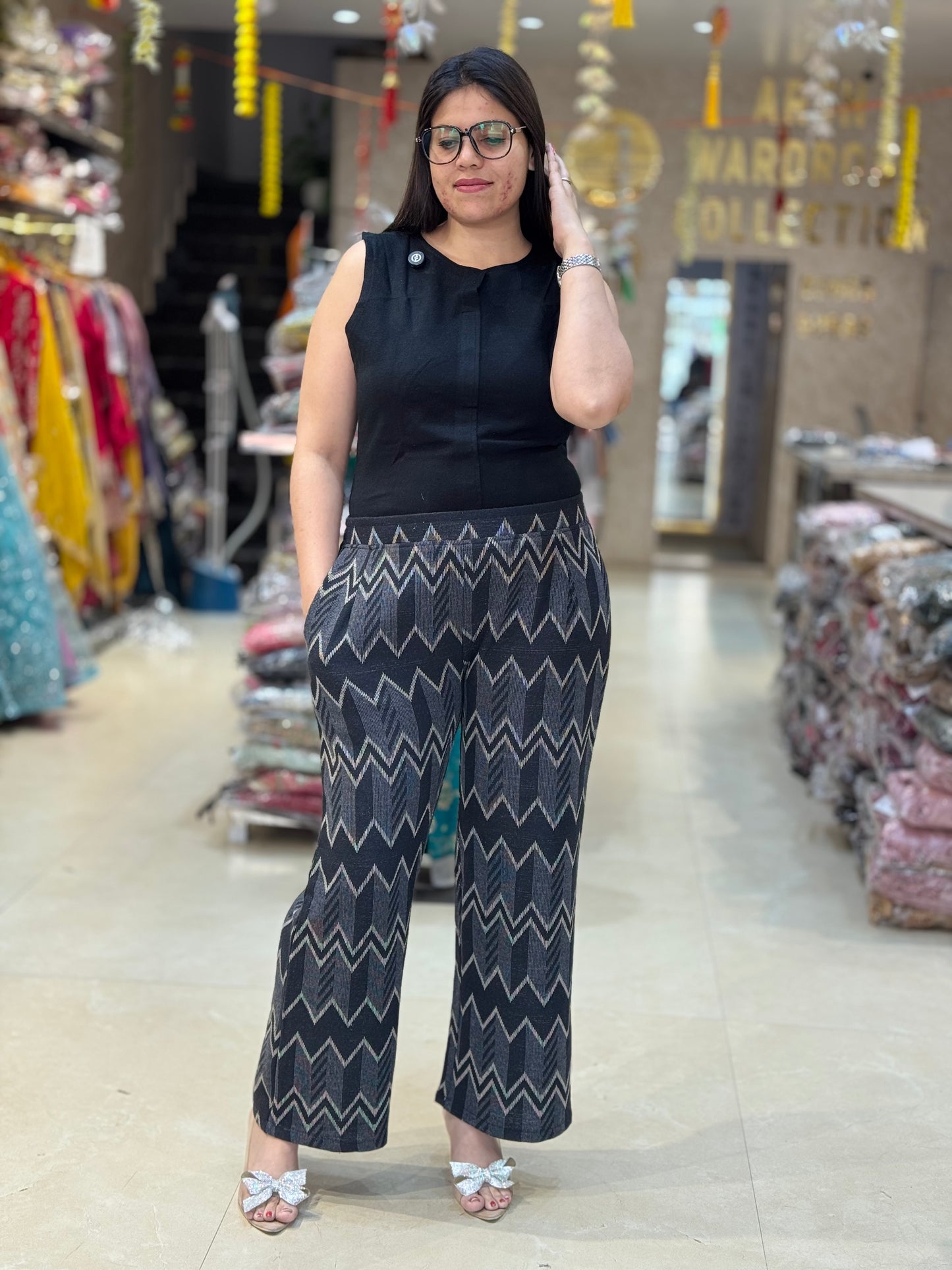 BLACK PREMIUM WOOL ITH BEAUTIFUL SHRUG DESIGNER BOTTOM 3 PC CORDSET