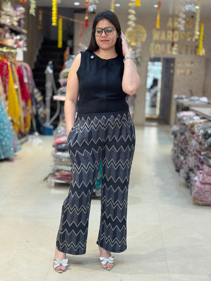 BLACK PREMIUM WOOL ITH BEAUTIFUL SHRUG DESIGNER BOTTOM 3 PC CORDSET