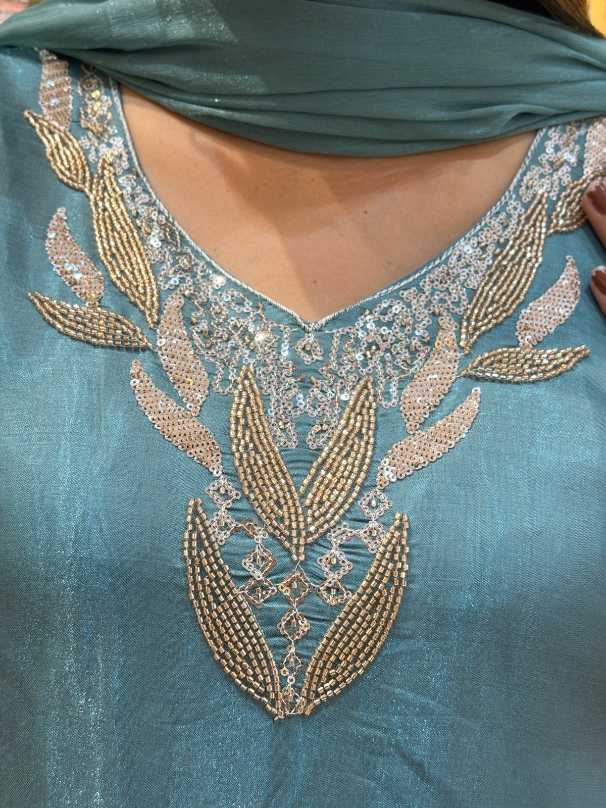 PREMIUM HANDWORK NECK DESIGN BEAUTIFUL SUIT