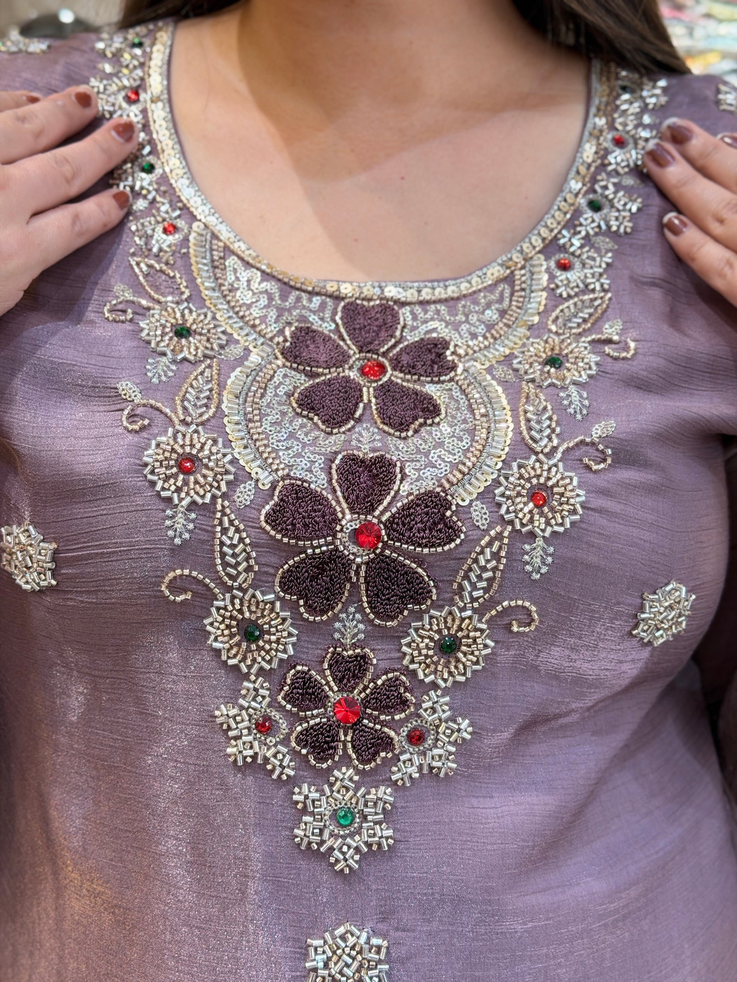 PURPLE PREMIUM HANDWORK WITH BEAUTIFUL DUPPTA SUIT