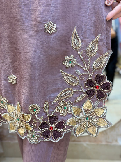 PURPLE PREMIUM HANDWORK WITH BEAUTIFUL DUPPTA SUIT