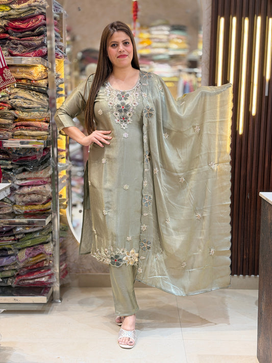 GREEN PREMIUM HANDWORK WITH BEAUTIFUL DUPPTA SUIT