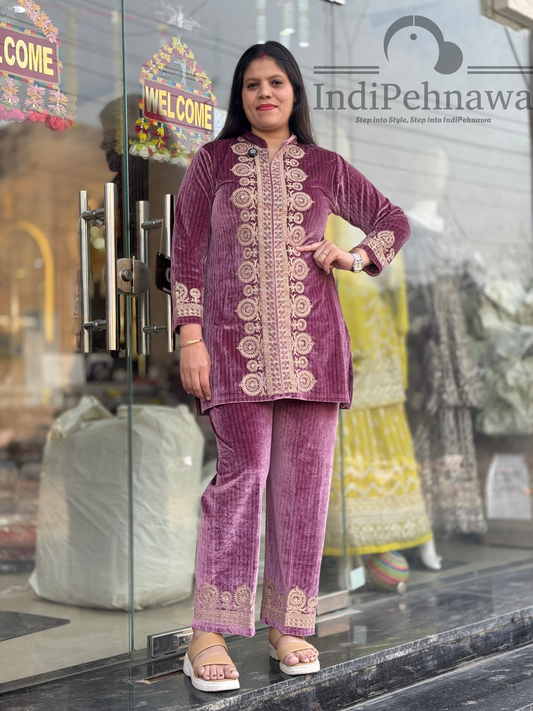 Premium Crush Velvet Pakistani Cordset with Handwork – Traditional Luxury