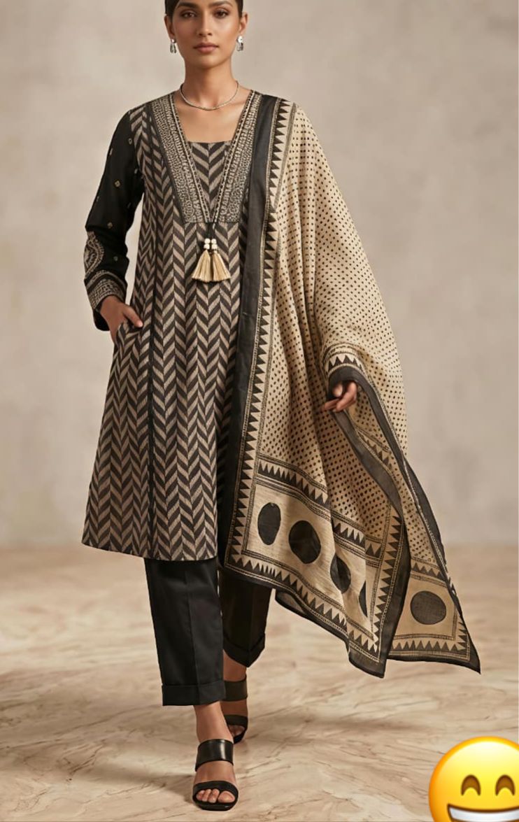 BLACK V NECK BEAUTIFUL ANARKALI