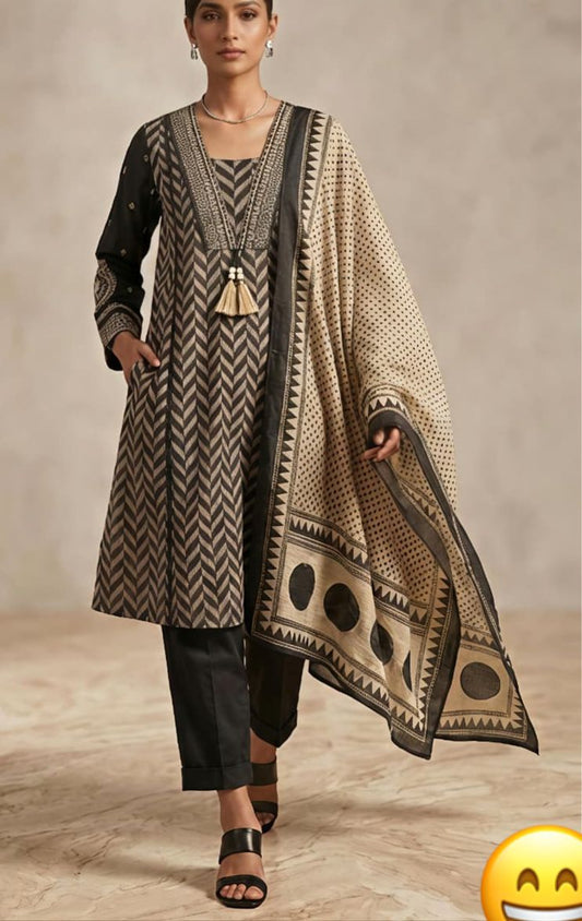 BLACK V NECK BEAUTIFUL ANARKALI