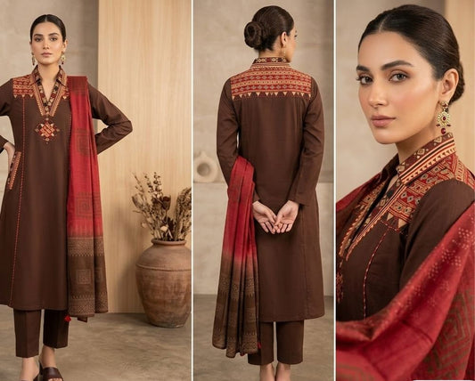 BROWN PREMIUM COTTON A-LINE SUIT
