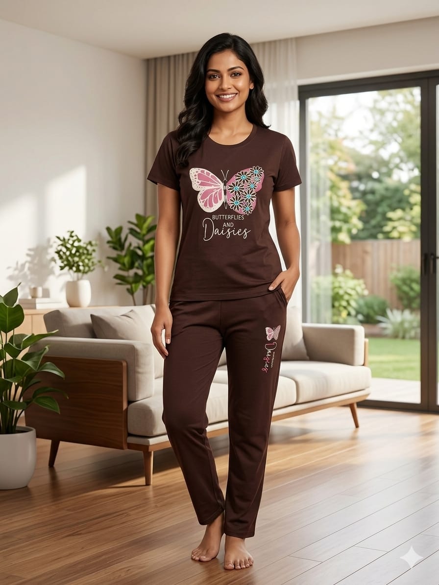 PURE COTTON BUTERFLY DESIGN NIGHT SUITS