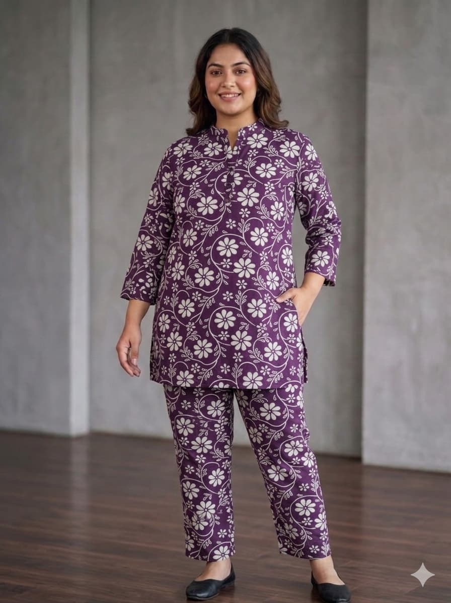 BEAUTIFUL FLORAL DESIGN COTTON CORDSET