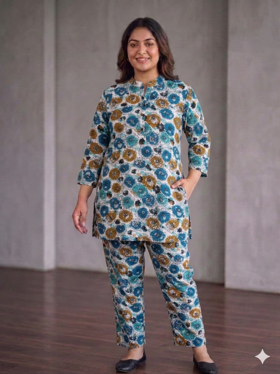 BEAUTIFUL FLORAL DESIGN COTTON CORDSET