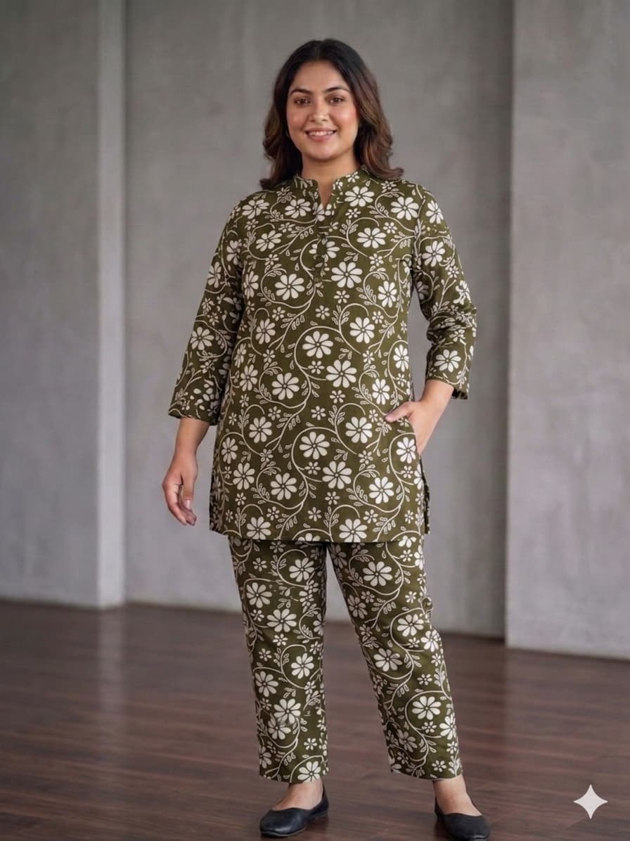 BEAUTIFUL FLORAL DESIGN COTTON CORDSET