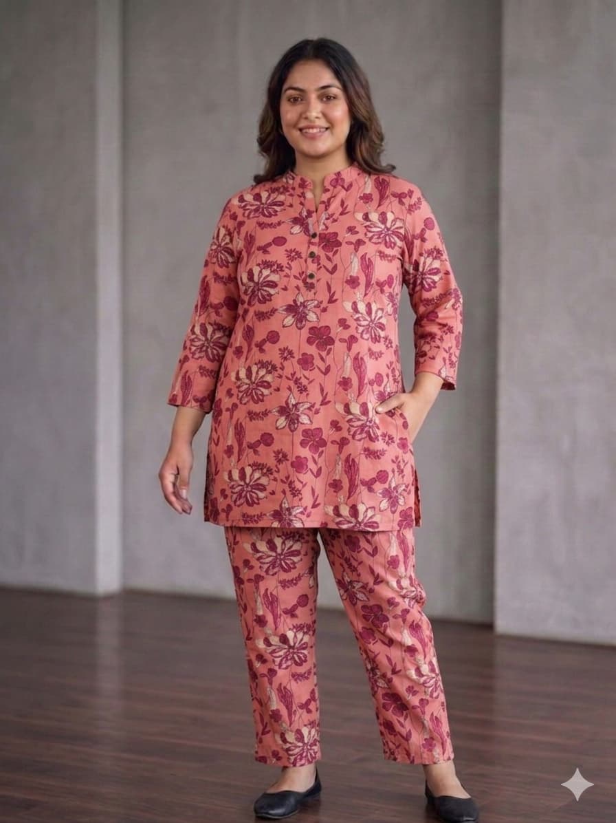 BEAUTIFUL FLORAL DESIGN COTTON CORDSET