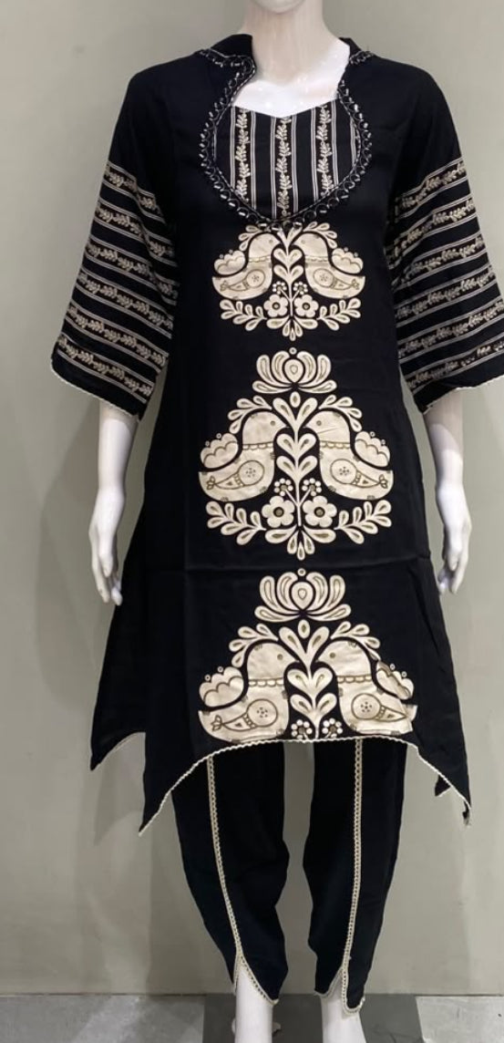 BLACK PURE COTTON BUSTIER DESIGN TULIP PANT