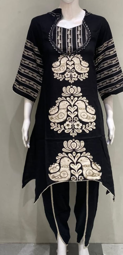 BLACK PURE COTTON BUSTIER DESIGN TULIP PANT