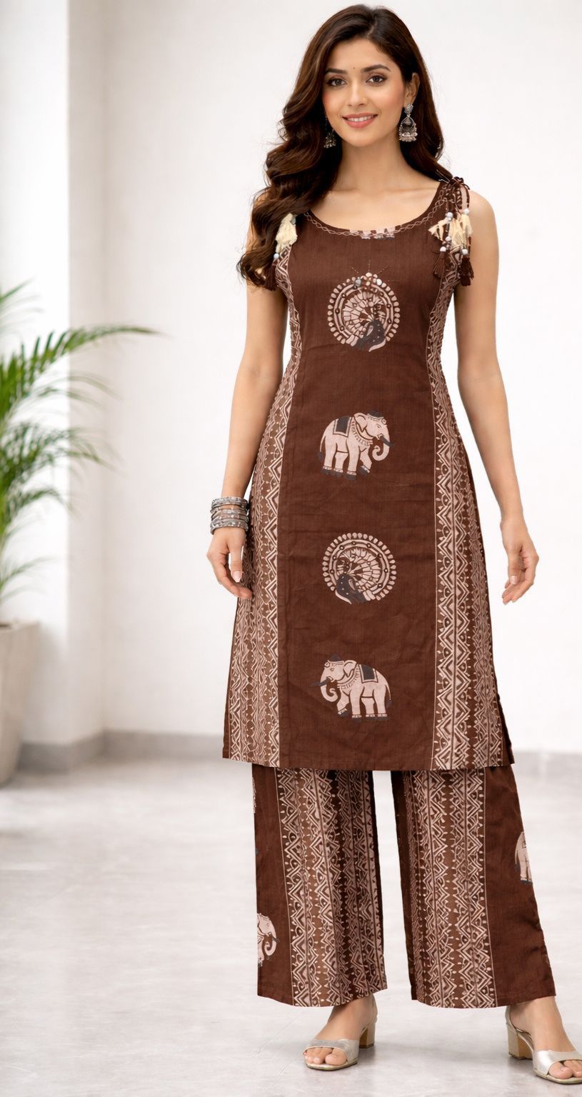BROWN ELEPHANT DESIGN BEAUTIFUL CORDSET (Copy)
