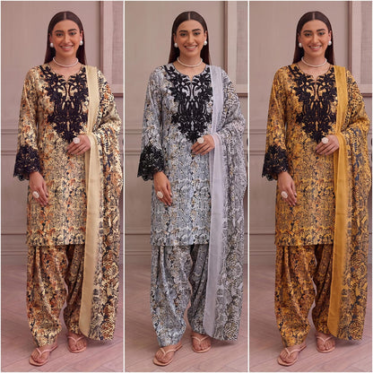 PURE CREPE BLACK LASE WORK PAKISTANI DESIGN FARSHI SALWAR SUIT