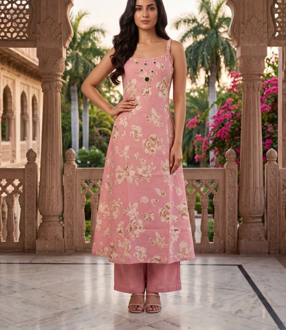 PINK LONG SHIRT CORDSET