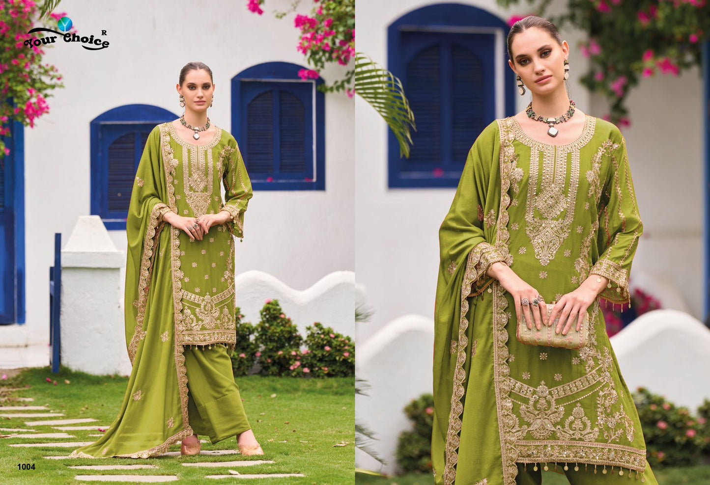 FARSHI SALWAR CHINON FABRIC WITH FULL MIRROR AND ZARI WORK 3 PC SUIT