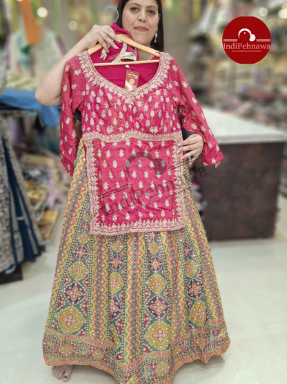 BANARSI LEHNGA IN JIMMY CHU SHAHA WITH DESINER SHIRT