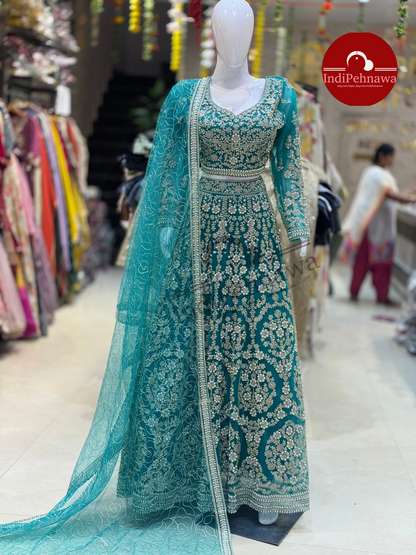Designer Lehenga with Stunning Pearl, Zari & Tilla Craftsmanship