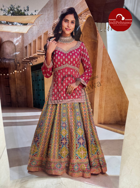BANARSI LEHNGA IN JIMMY CHU SHAHA WITH DESINER SHIRT