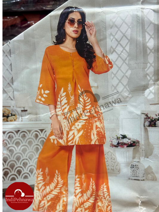 INDIPEHNAWA TRENDING ORANGE CORD SET IN JALANDHAR