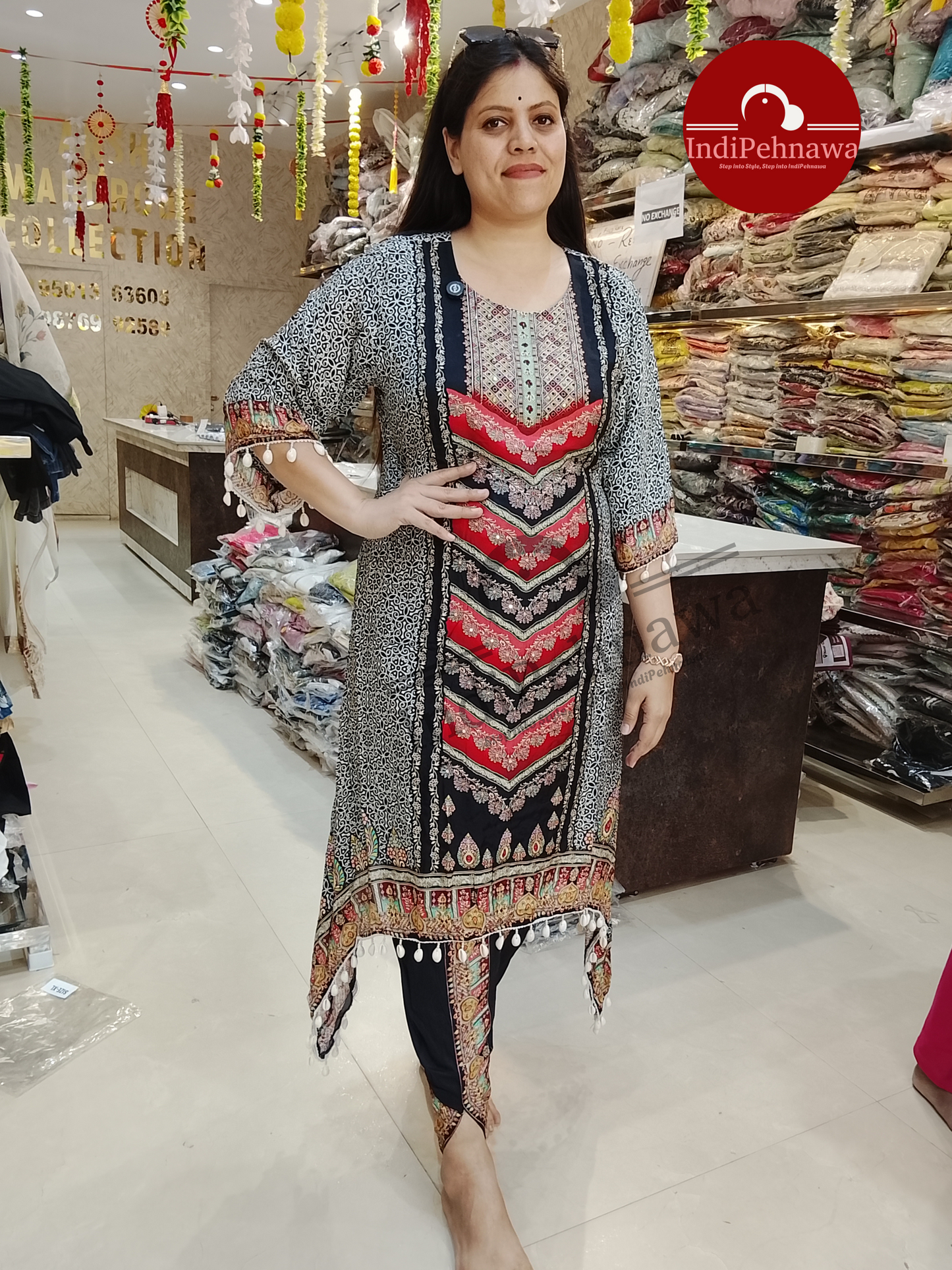 Black Beauty Pure Crepe Dhoti With C-Cut Set