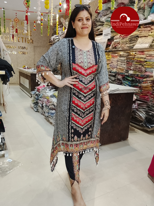 Black Beauty Pure Crepe Dhoti With C-Cut Set