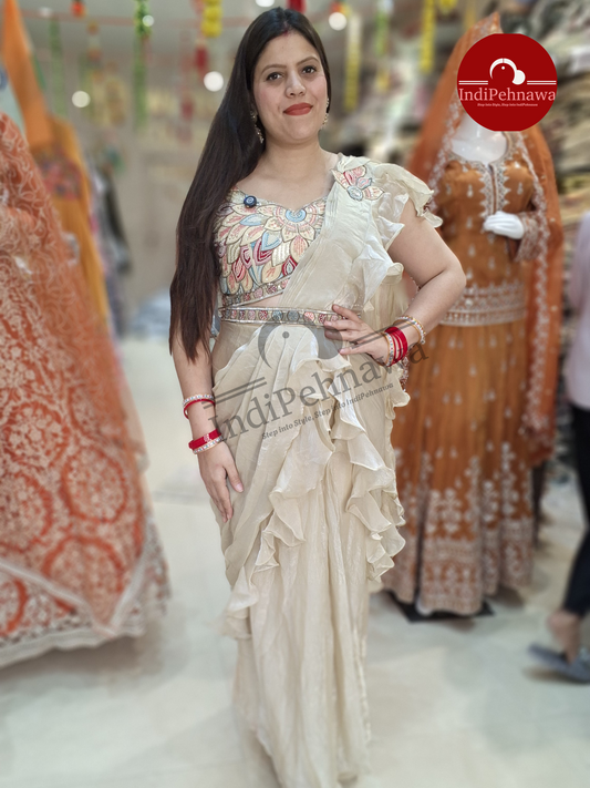 READY TO WEAR SAREE IN RASSIAN SILK