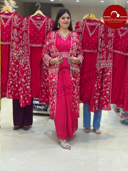 DESIGNER SKIRT DHOTI WITH SHRUG HAND WORK ARTICLE